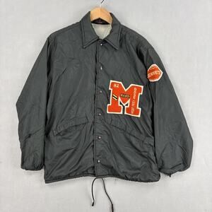 Vintage Pla-Jac Jacket Mens M Black Band Bass Drums Meigs Co Tigers Varsity 80s